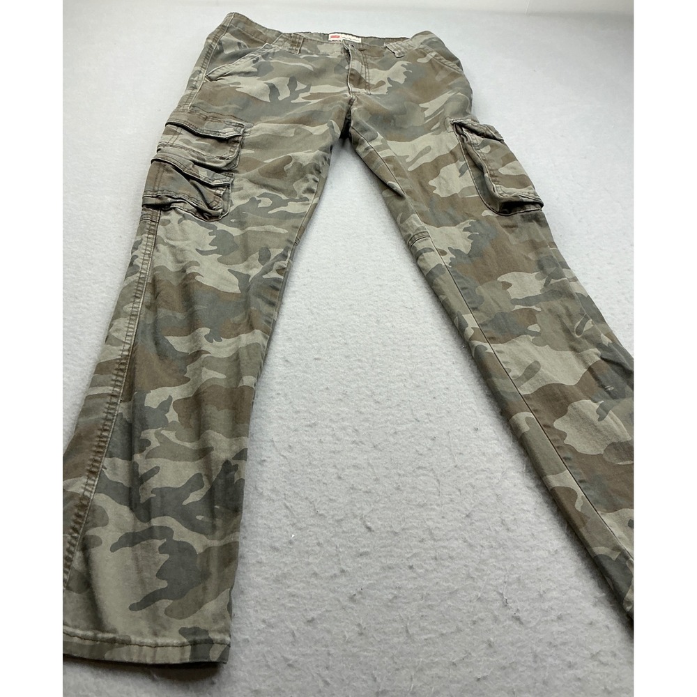 Wrangler Vintage Cargo Pants Camo Multi Pocket Straight Leg Green Brown Mens